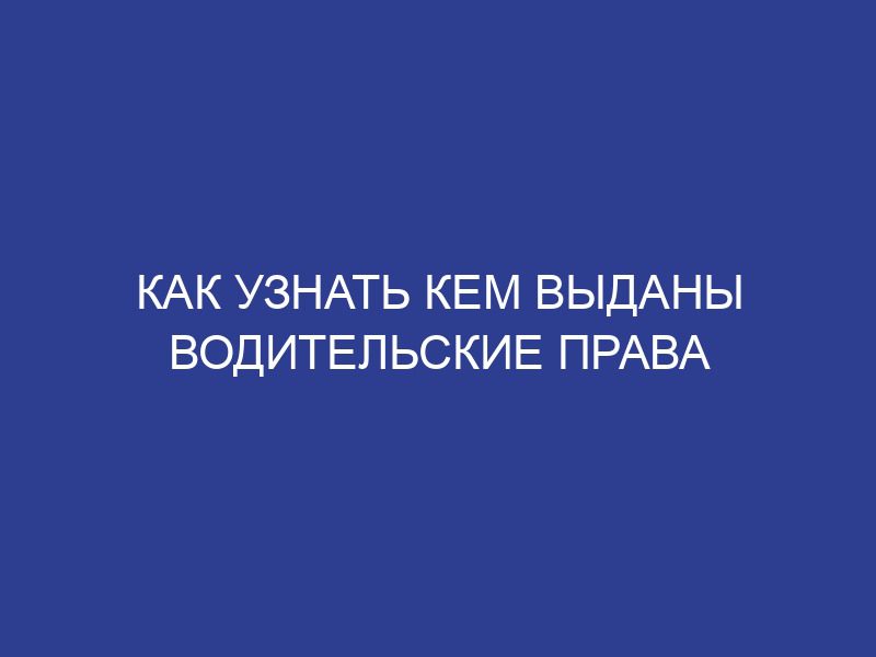 Как узнать кем выданы водительские права