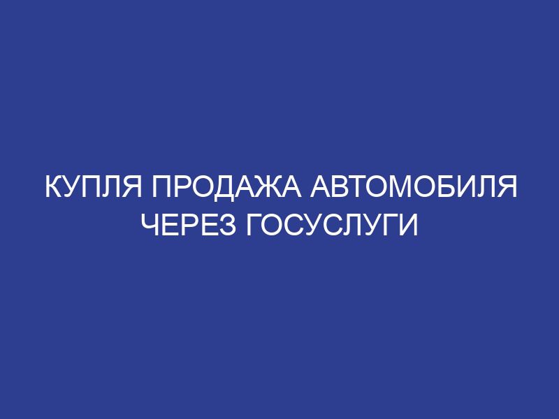 Купля продажа автомобиля через госуслуги