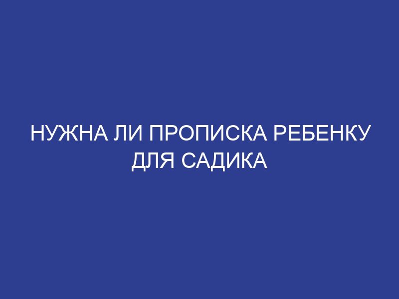 Нужна ли прописка ребенку для садика