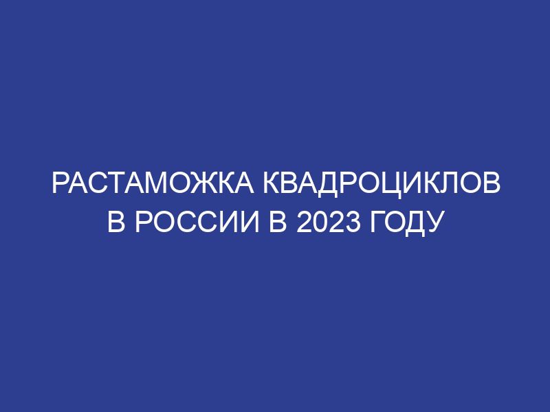 Растаможка квадроциклов в России в 2023 году
