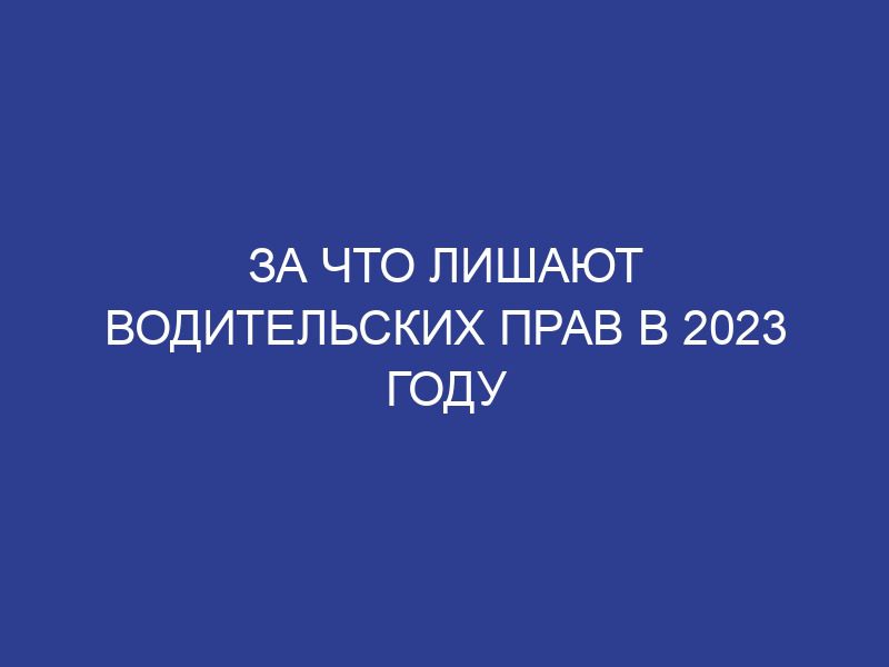 За что лишают водительских прав в 2023 году