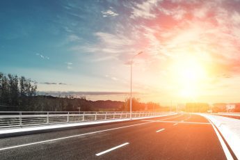 urban road at sunset